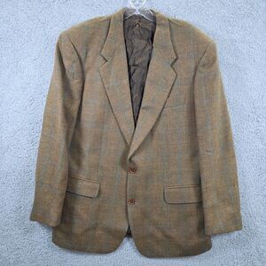 Duca Di Mantova Men's Brown Plaid Virgin Wool Blazer Size 50R